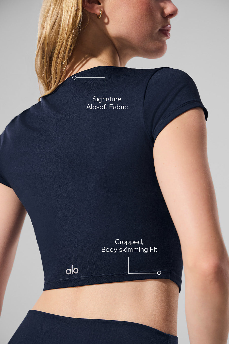 alo Alosoft Crop Finesse Short Sleeve - Navy