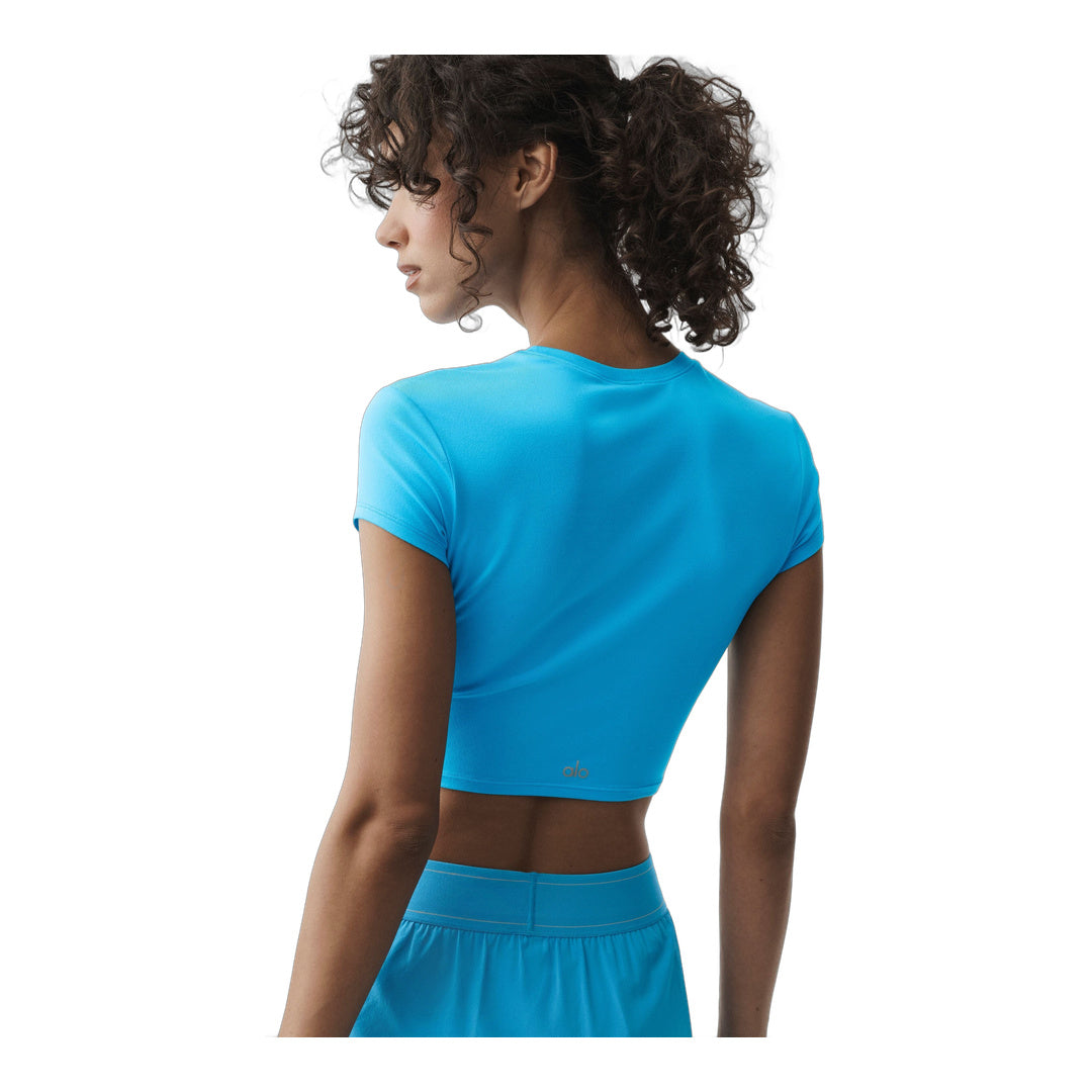 alo Alosoft Crop Finesse Short Sleeve - Azure Blue