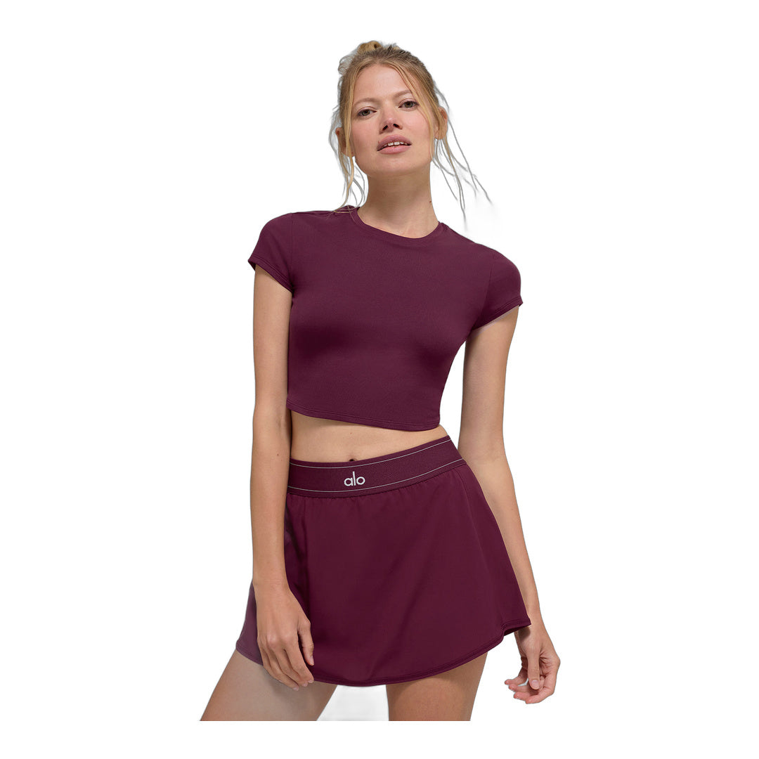 alo Alosoft Crop Finesse Short Sleeve - Burgundy