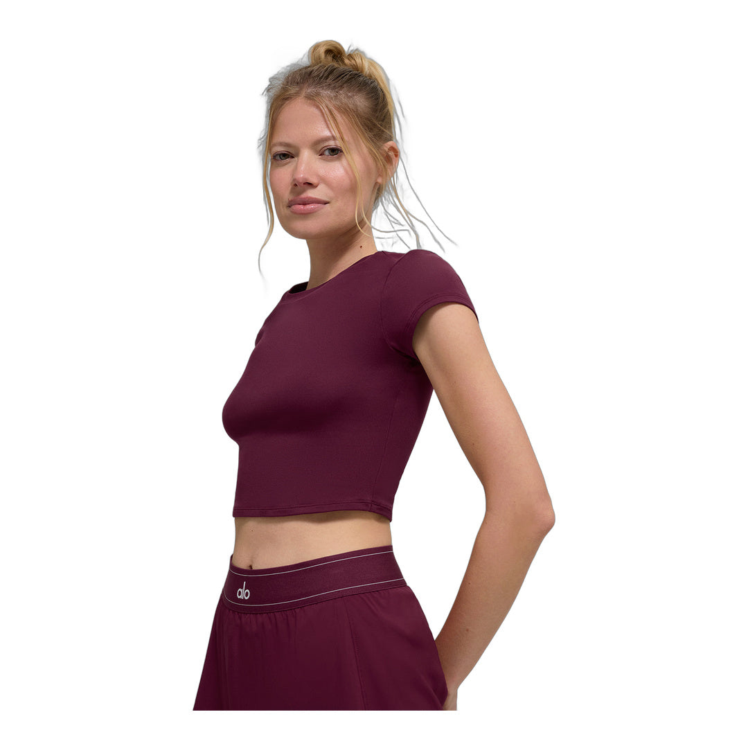alo Alosoft Crop Finesse Short Sleeve - Burgundy
