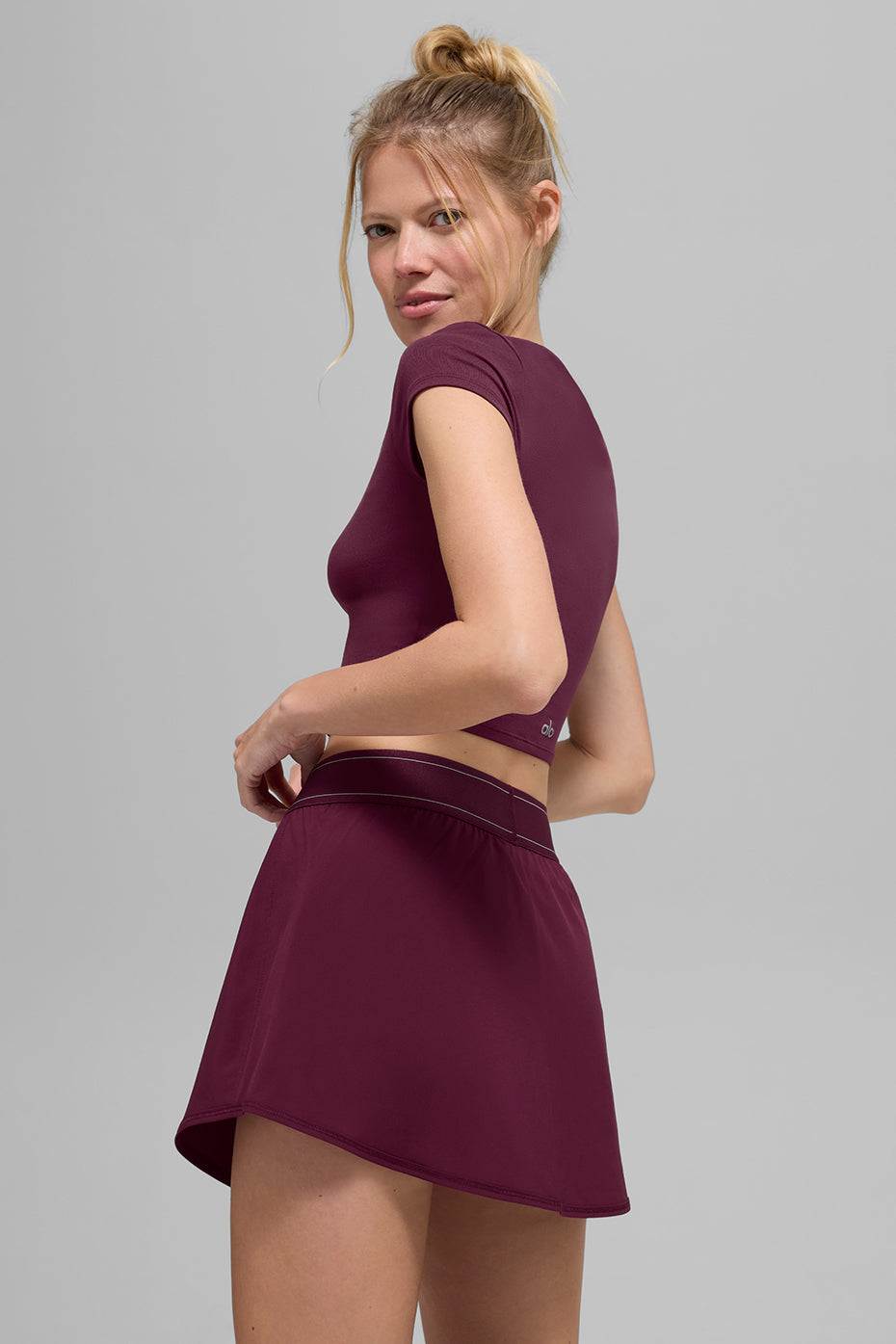 alo Alosoft Crop Finesse Short Sleeve - Burgundy
