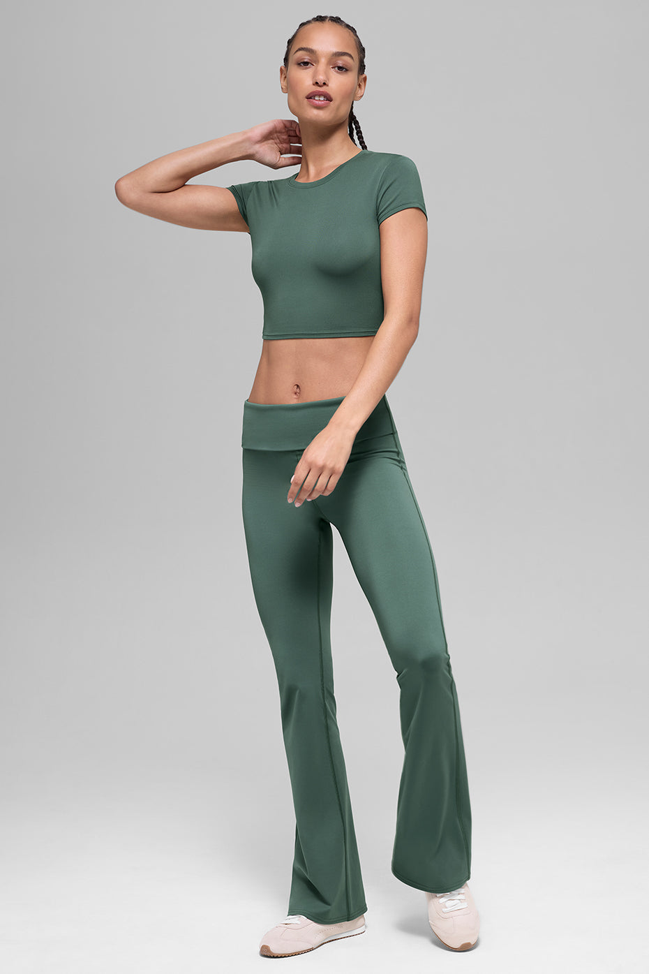 alo Alosoft Crop Finesse Short Sleeve - Clover Green