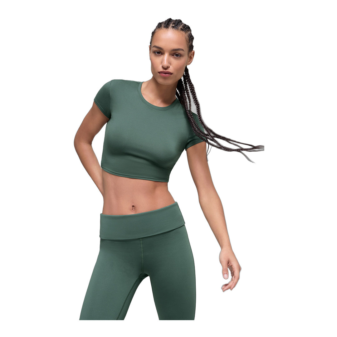 alo Alosoft Crop Finesse Short Sleeve - Clover Green