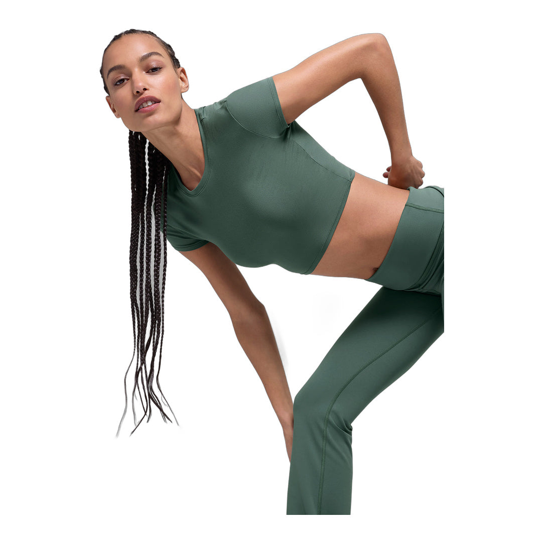 alo Alosoft Crop Finesse Short Sleeve - Clover Green