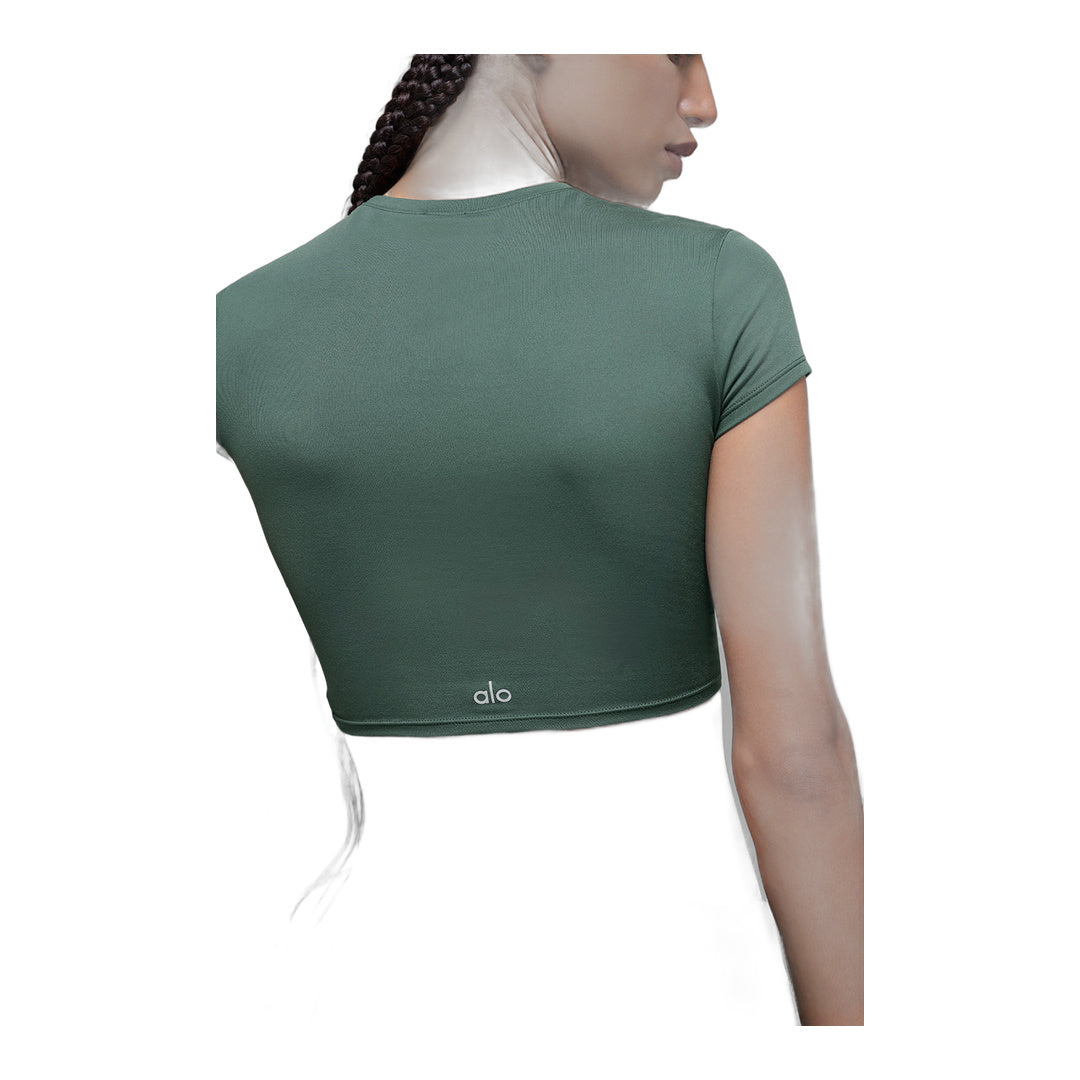 alo Alosoft Crop Finesse Short Sleeve - Clover Green