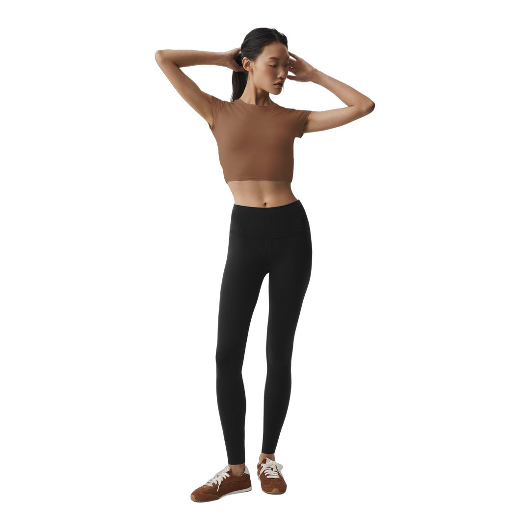 alo Alosoft Crop Finesse Short Sleeve - Sun Kissed Brown