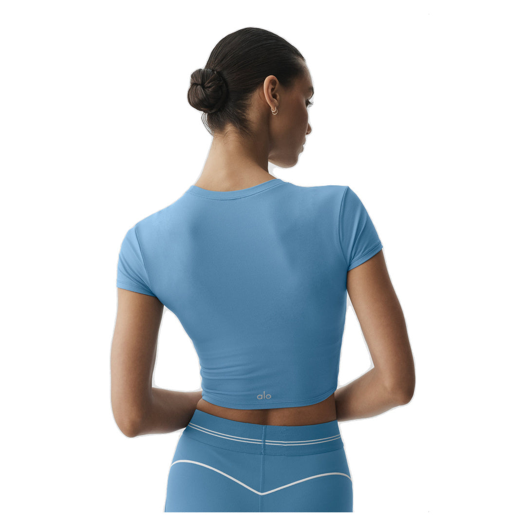 ALO Alosoft Crop Finesse Short Sleeve - California Blue