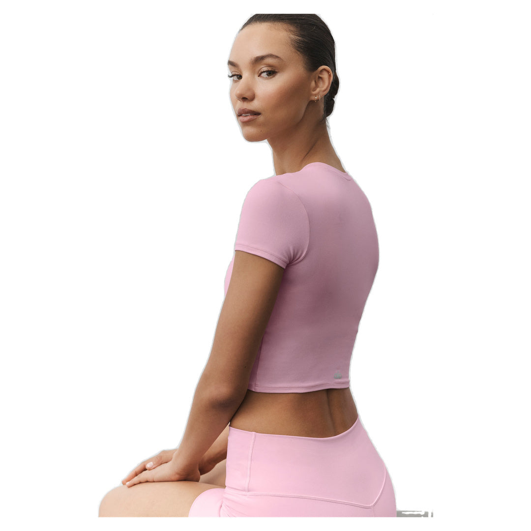 ALO Alosoft Crop Finesse Short Sleeve - Pink Marshmallow