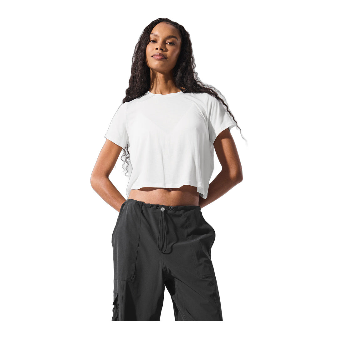 alo Cropped All Day Short Sleeve - White