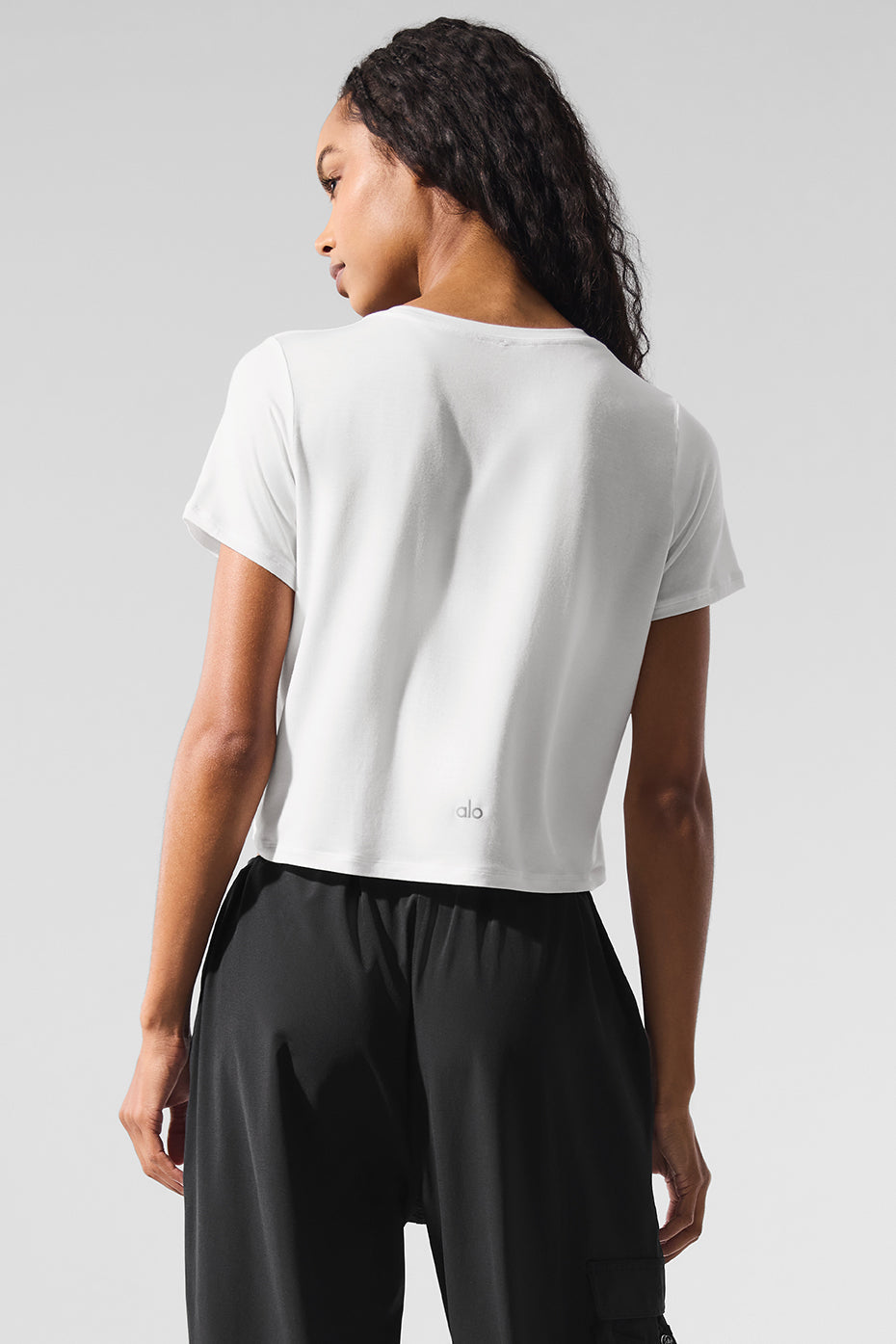 alo Cropped All Day Short Sleeve - White
