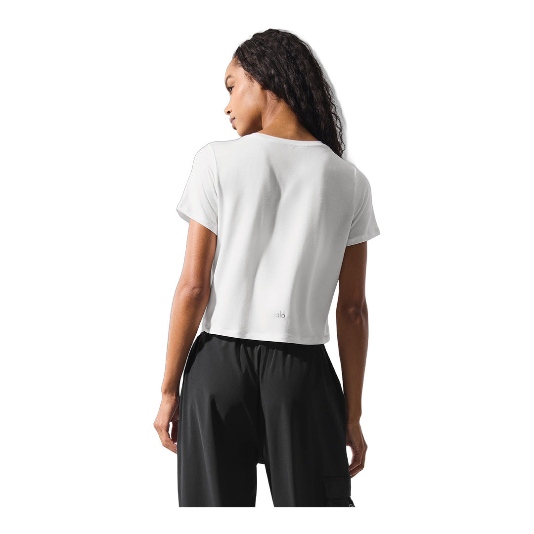 alo Cropped All Day Short Sleeve - White