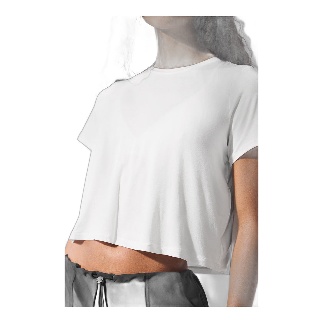 alo Cropped All Day Short Sleeve - White
