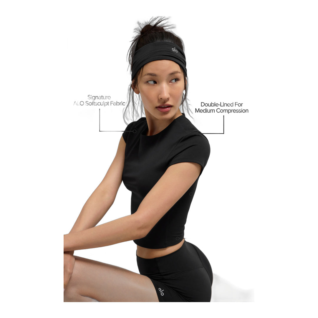 alo ALO Softsculpt Precision Short Sleeve Top - Black