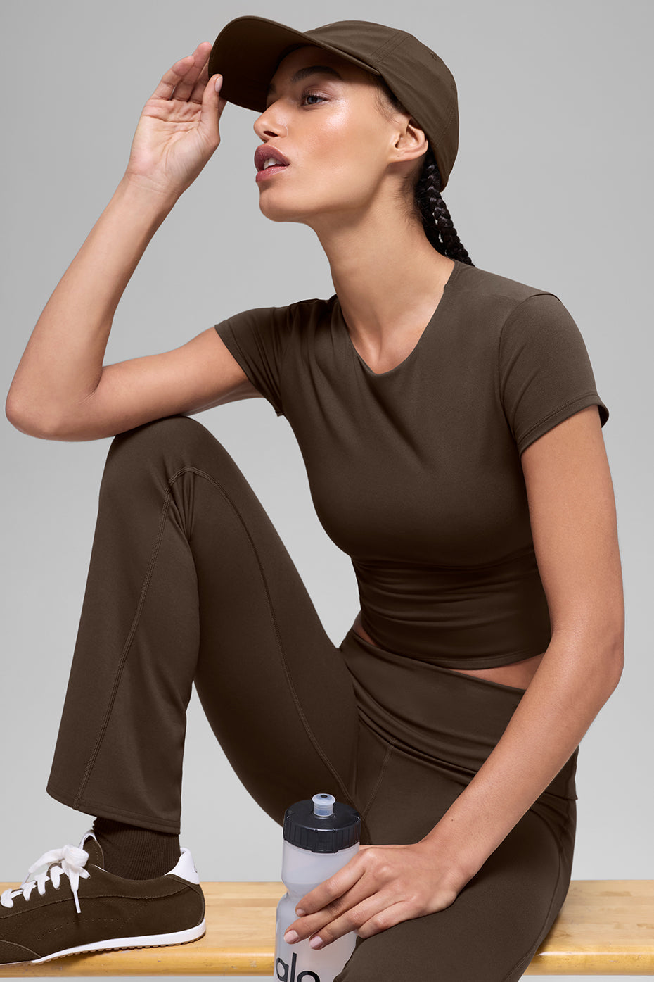 alo ALO Softsculpt Precision Short Sleeve Top - Espresso