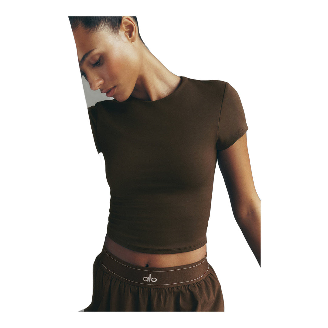 alo ALO Softsculpt Precision Short Sleeve Top - Espresso