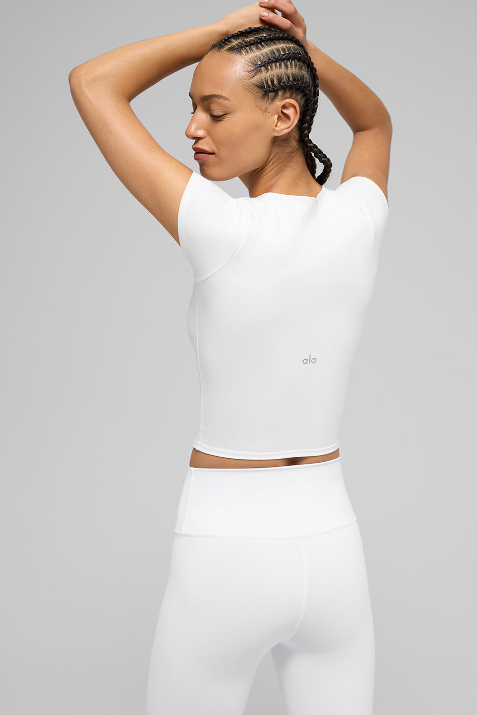 alo ALO Softsculpt Precision Short Sleeve Top - White
