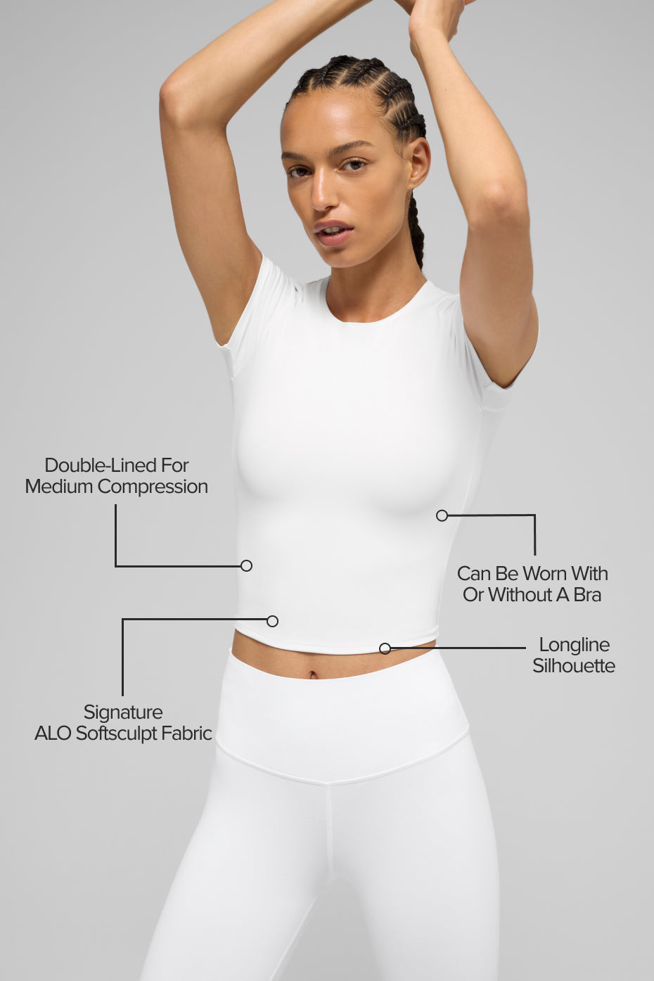 alo ALO Softsculpt Precision Short Sleeve Top - White