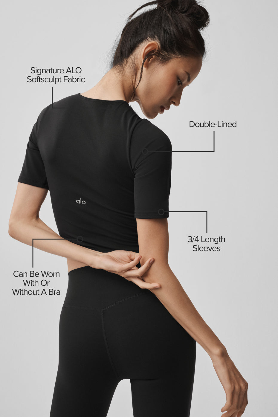alo ALO Softsculpt Precision Half Sleeve Tee - Black