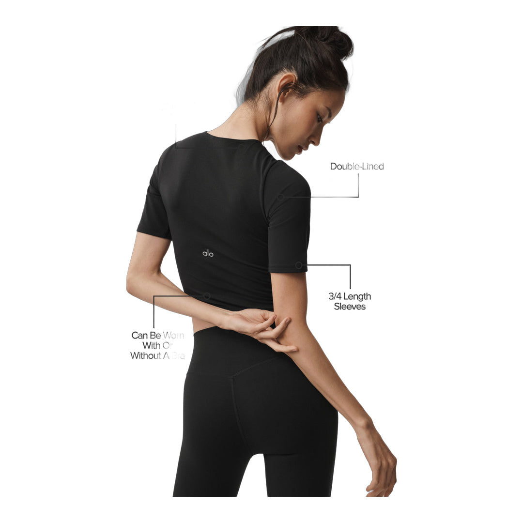 alo ALO Softsculpt Precision Half Sleeve Tee - Black