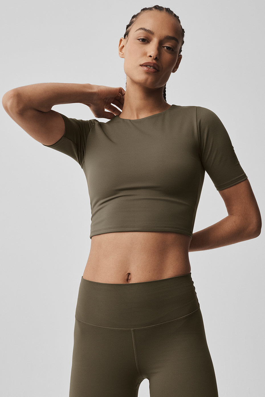 alo ALO Softsculpt Precision Half Sleeve Tee - Olive Tree