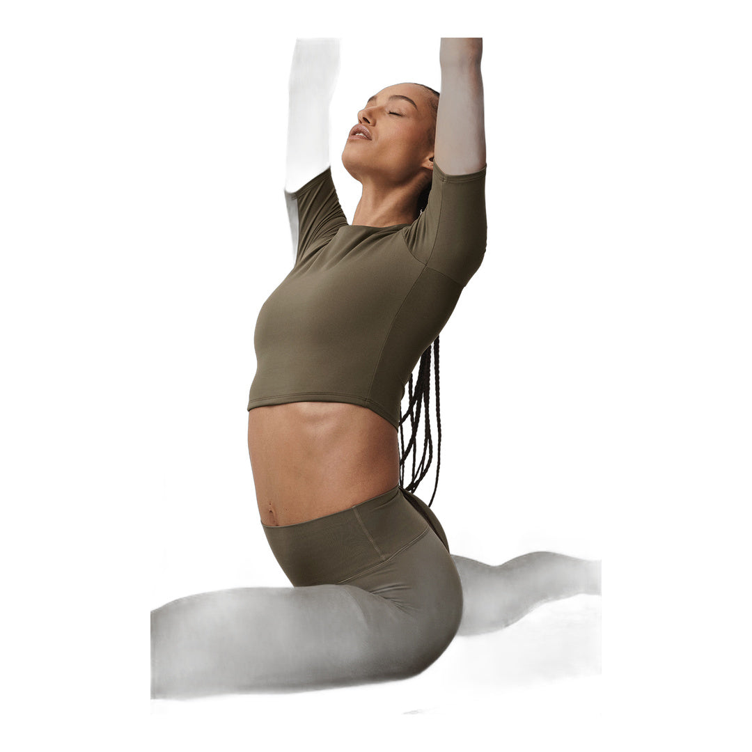 alo ALO Softsculpt Precision Half Sleeve Tee - Olive Tree