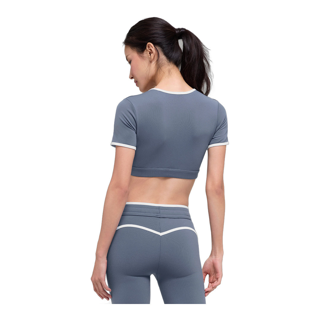 alo Airbrush Race Pace Short Sleeve - Bluestone/White