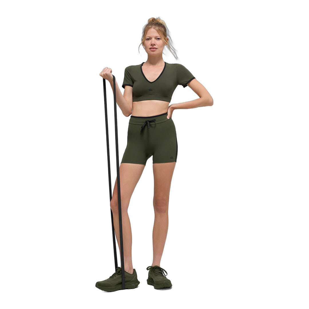 alo Airbrush Race Pace Short Sleeve - Green Olive/Black