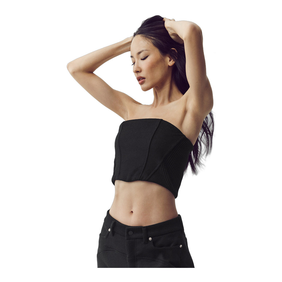 alo Wool Blend Nightcap Corset Top - Black