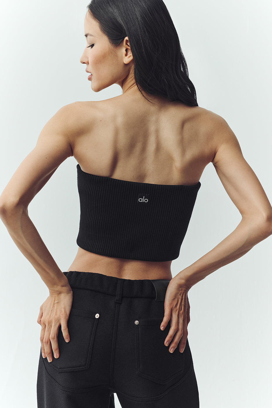 alo Wool Blend Nightcap Corset Top - Black
