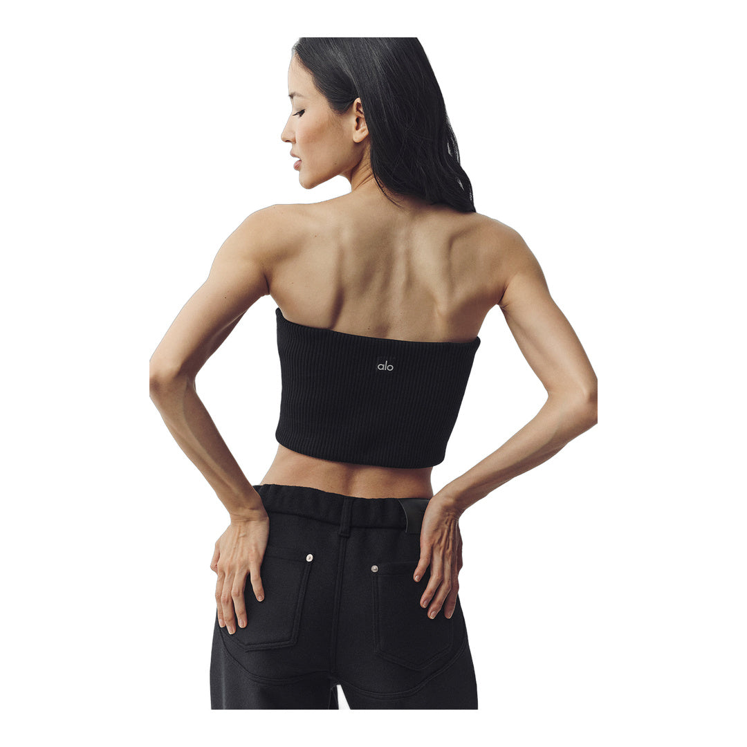 alo Wool Blend Nightcap Corset Top - Black