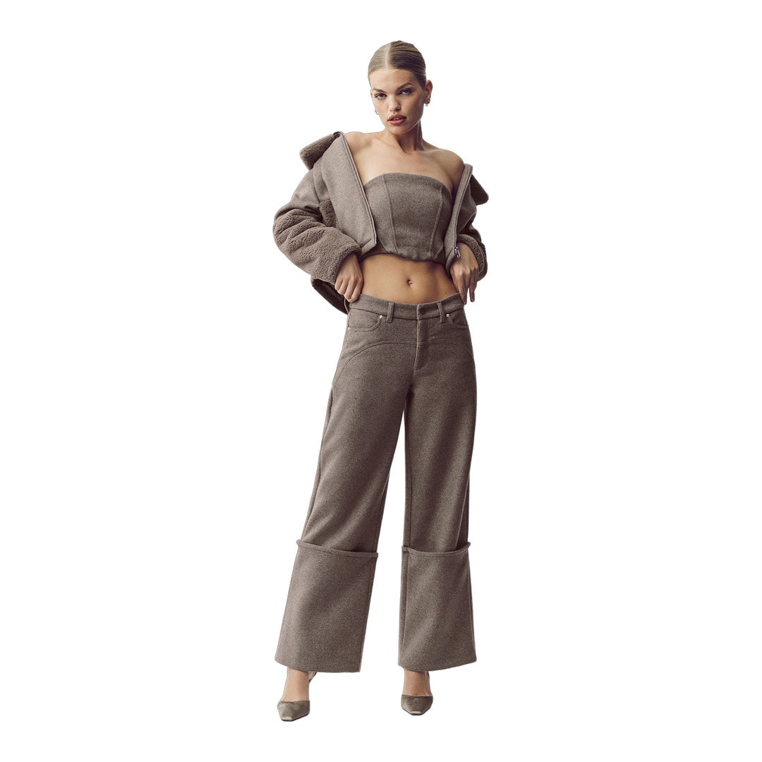 alo Wool Blend Nightcap Corset Top - Alpine Cocoa Heather