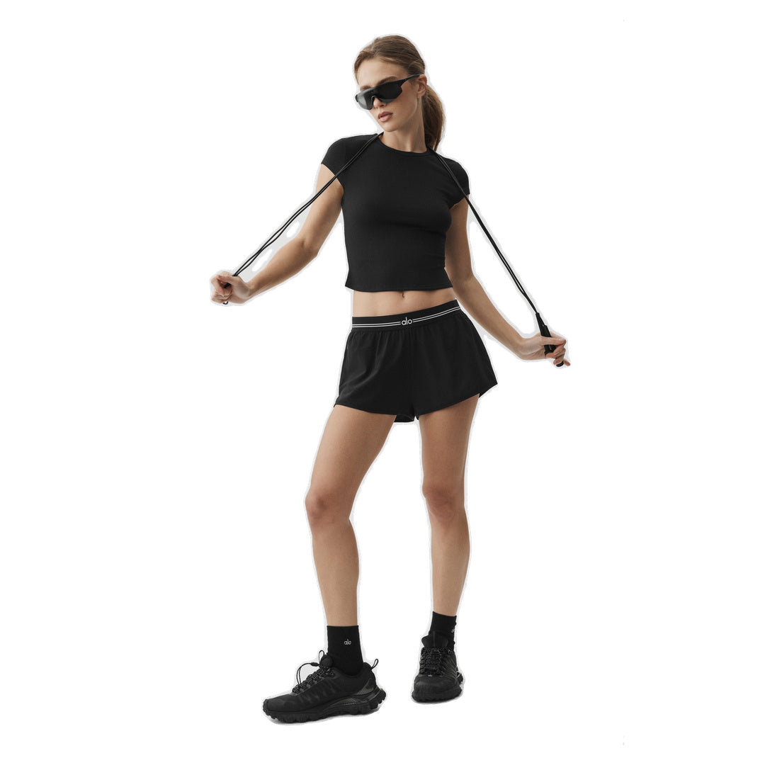 ALO Ribbed Modal Cap Sleeve Top - Black