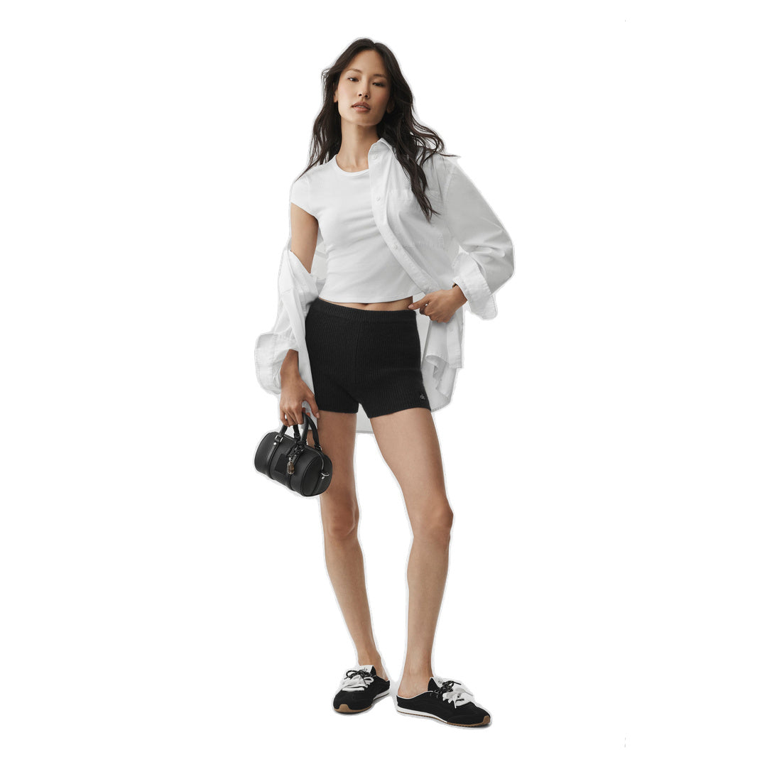 ALO Ribbed Modal Cap Sleeve Top - White