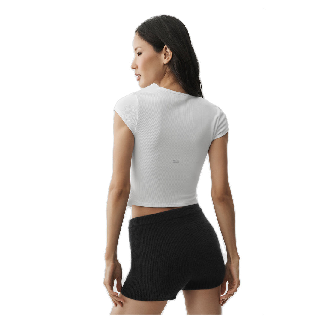 ALO Ribbed Modal Cap Sleeve Top - White