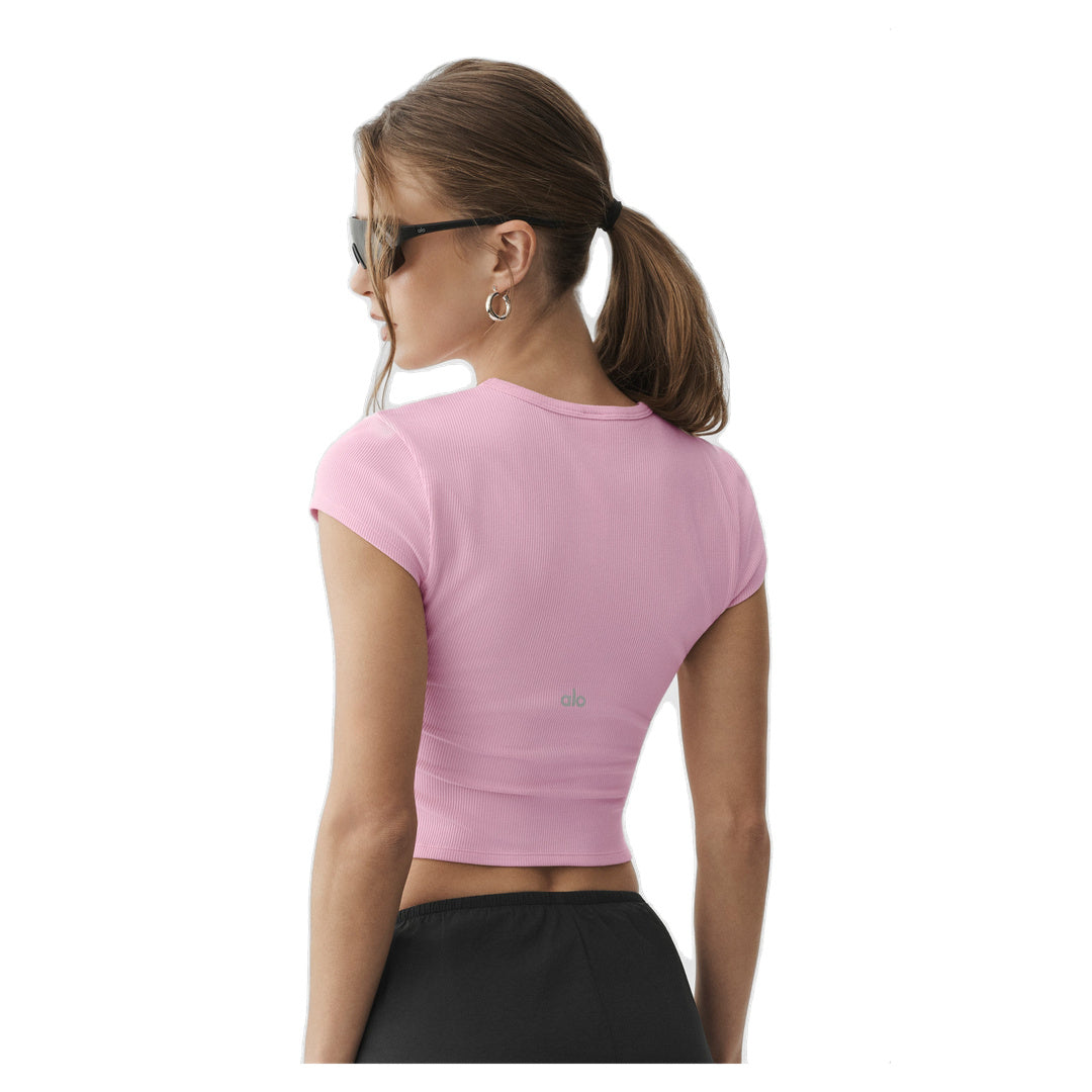 ALO Ribbed Modal Cap Sleeve Top - Pink Marshmallow