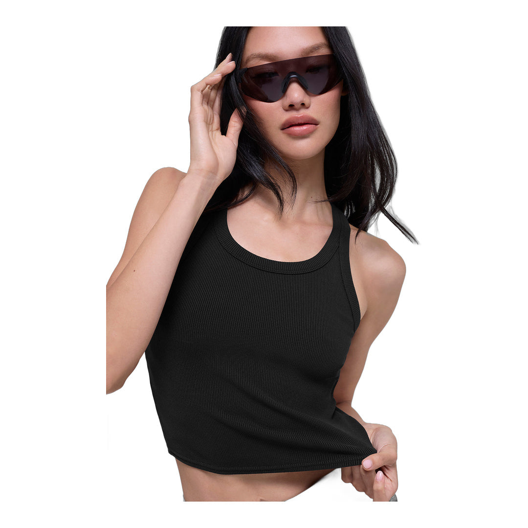 alo Goddess Ribbed Go-To Tank - Black