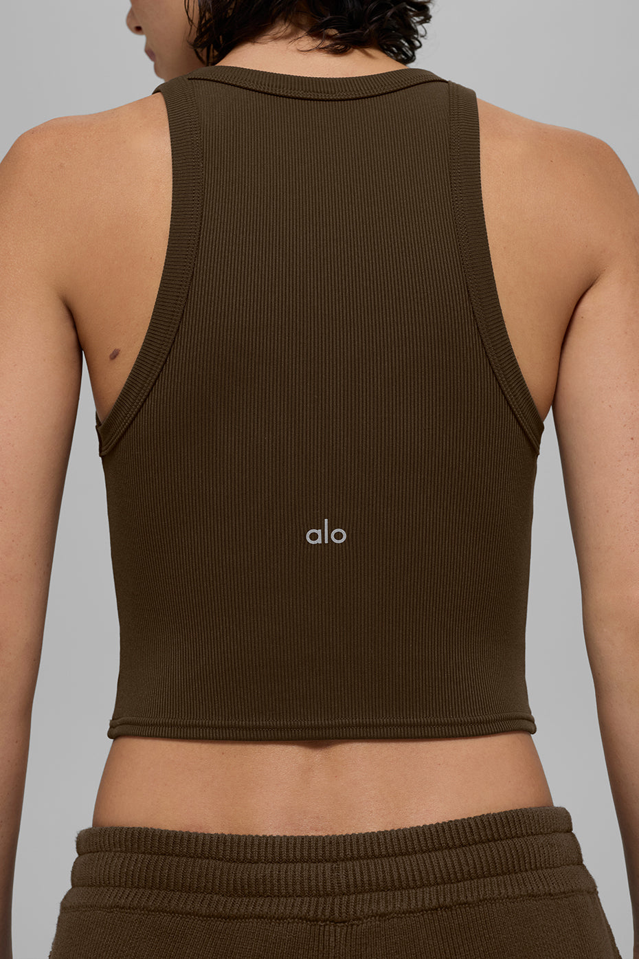 alo Goddess Ribbed Go-To Tank - Espresso