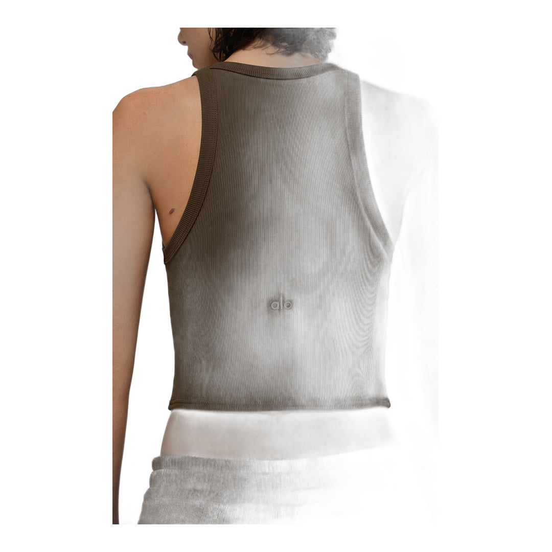 alo Goddess Ribbed Go-To Tank - Espresso