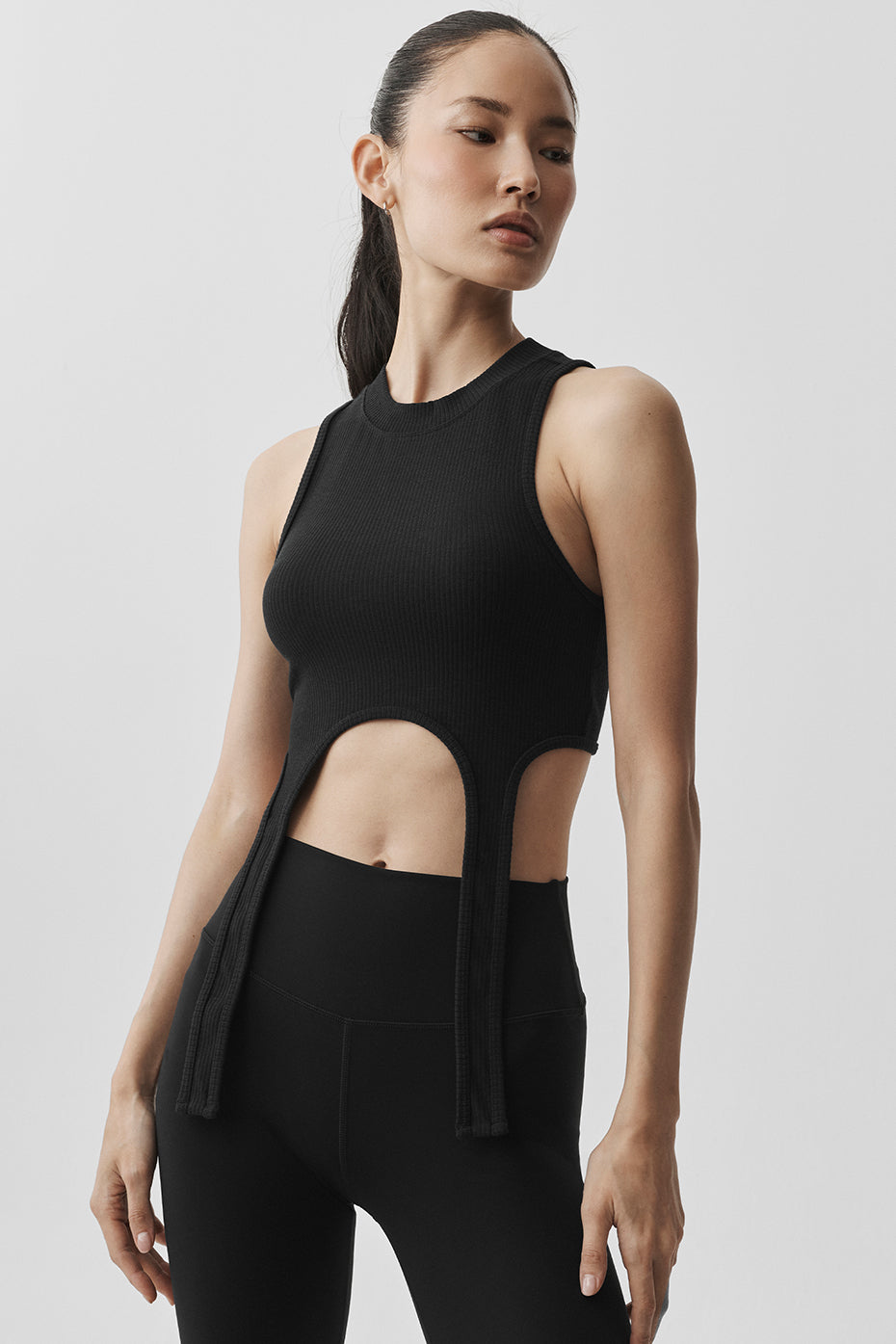 alo Wellness Rib Flaunt Tank - Black