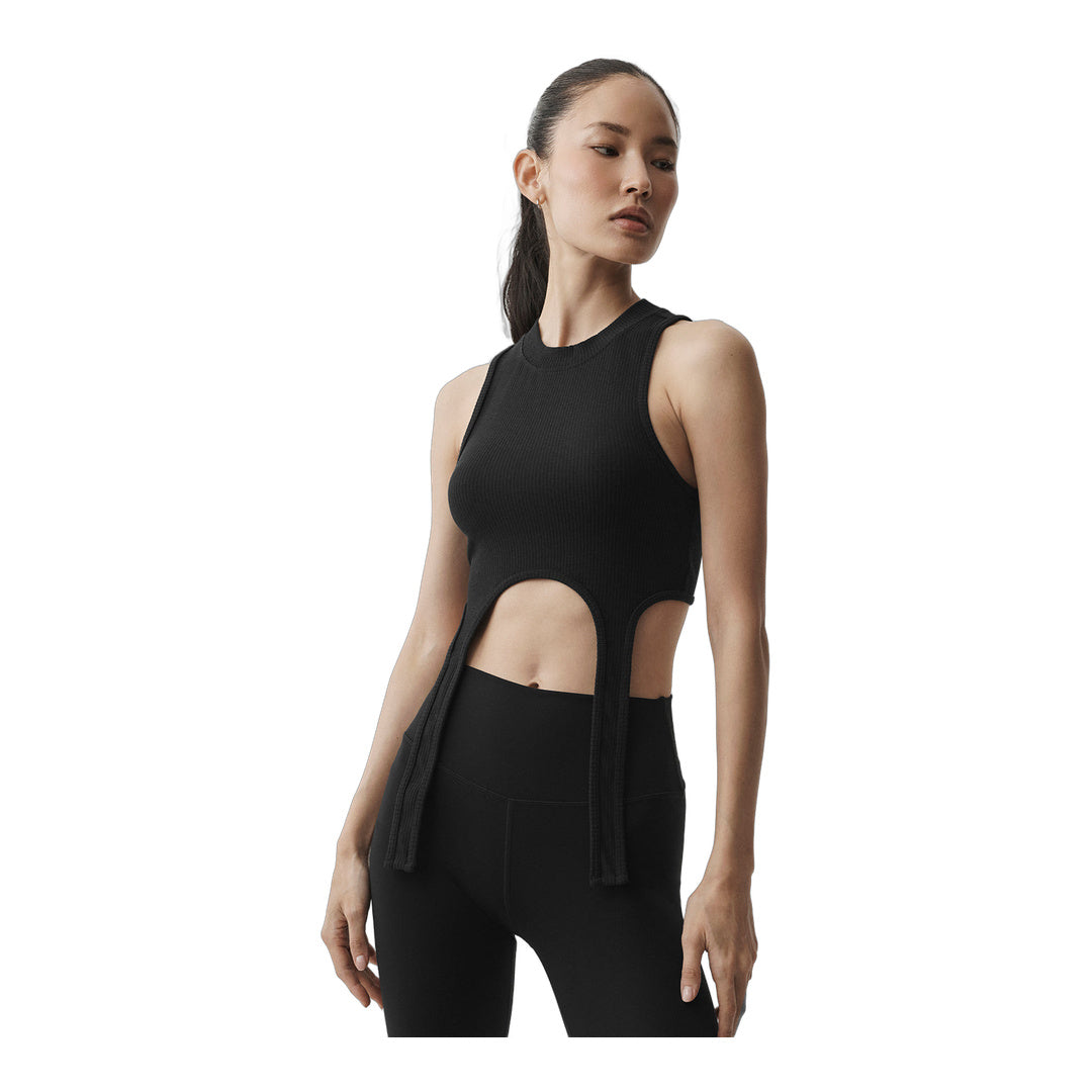 alo Wellness Rib Flaunt Tank - Black