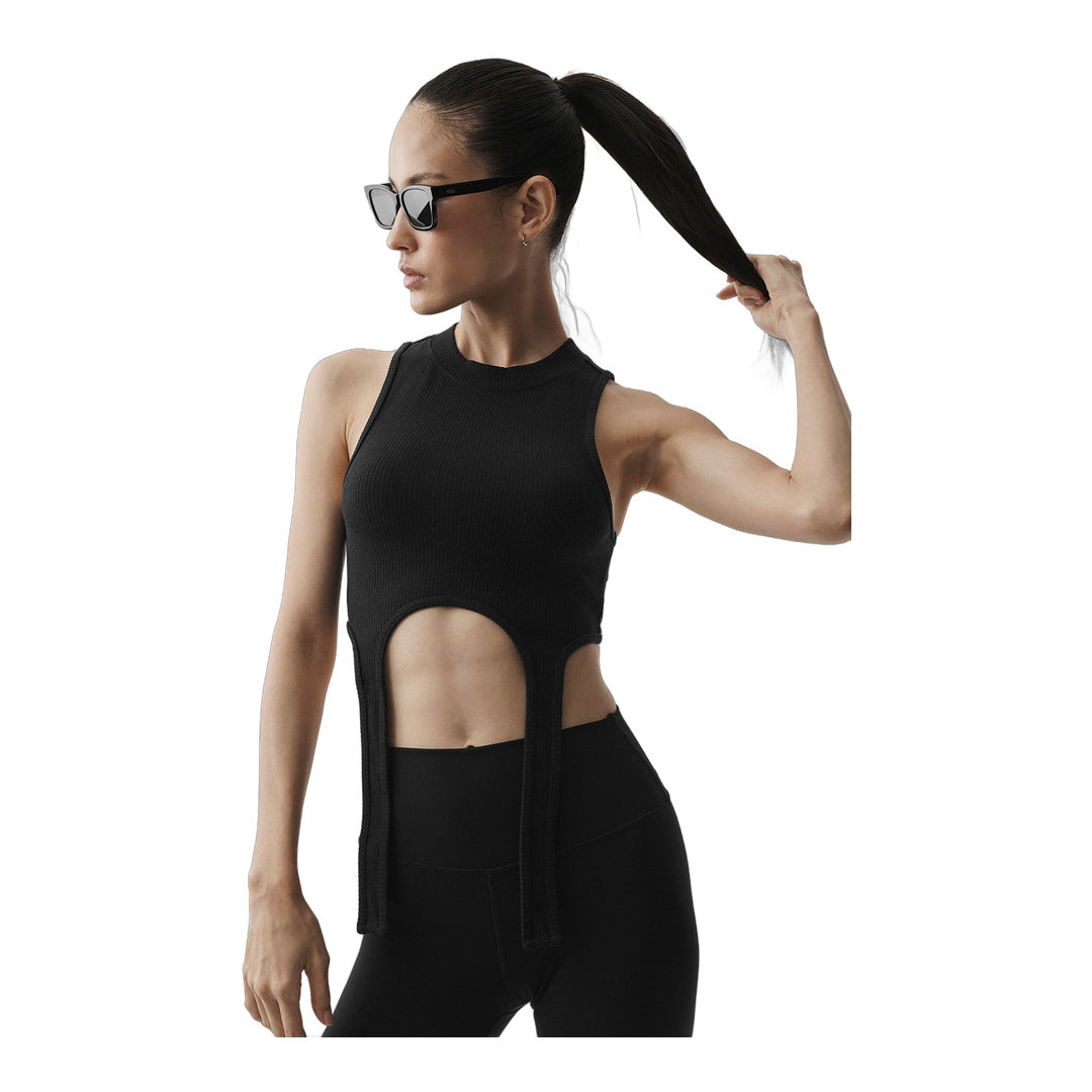 alo Wellness Rib Flaunt Tank - Black