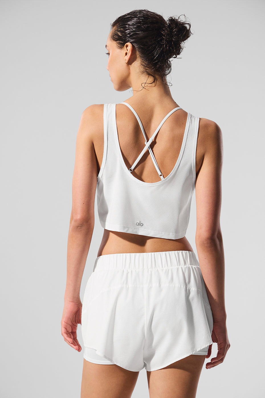 alo Cropped Sport Star Tank - White