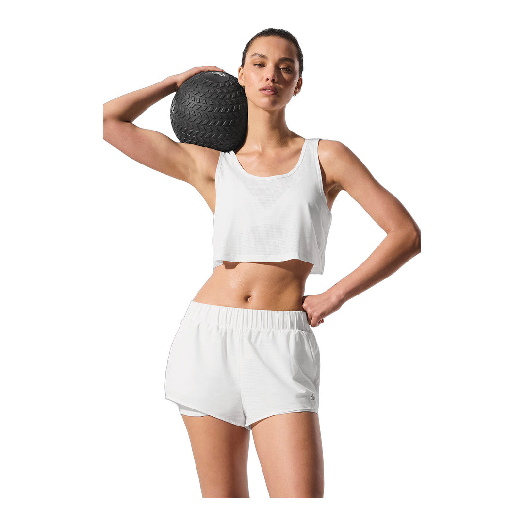alo Cropped Sport Star Tank - White