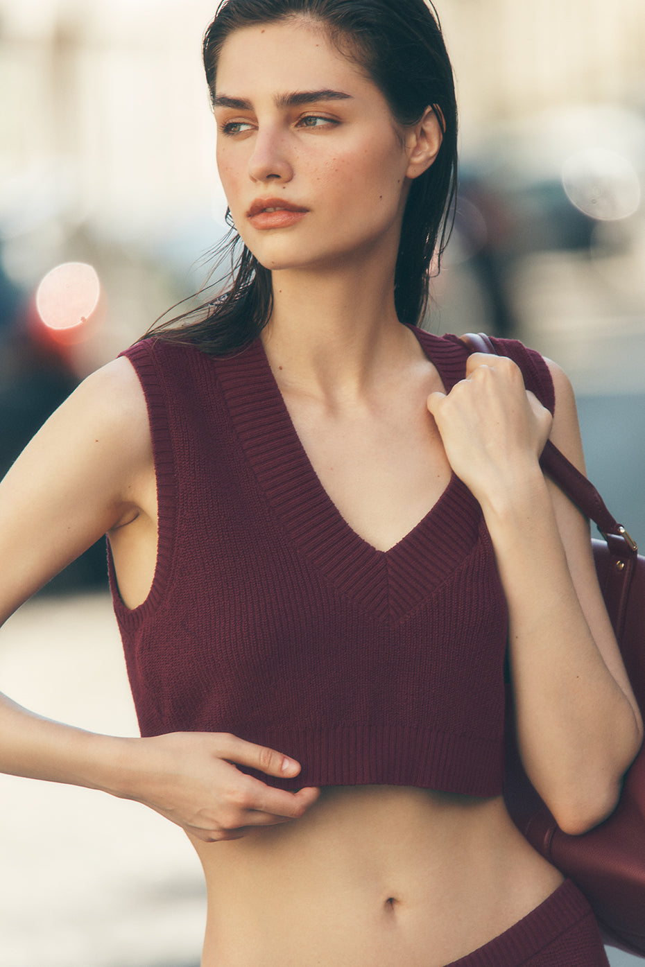 alo Supernatural Sweater Tank - Burgundy