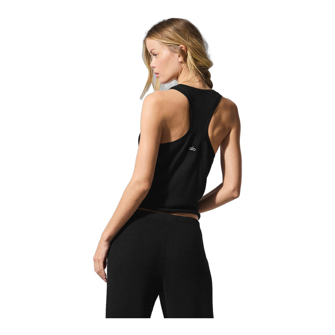 alo Supernatural Sweater Henley Tank - Black