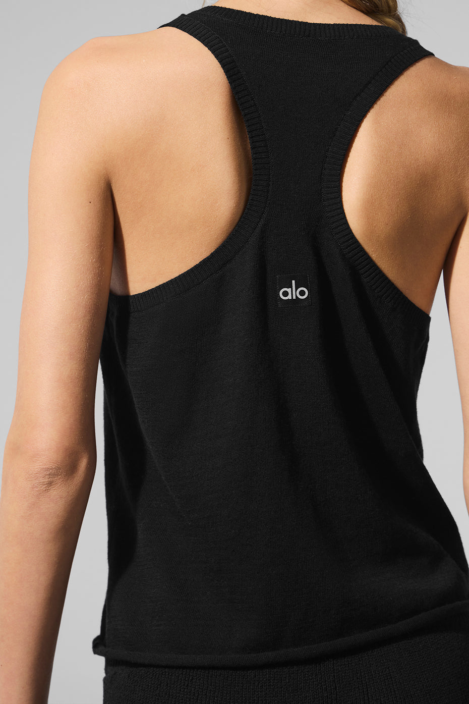 alo Supernatural Sweater Henley Tank - Black