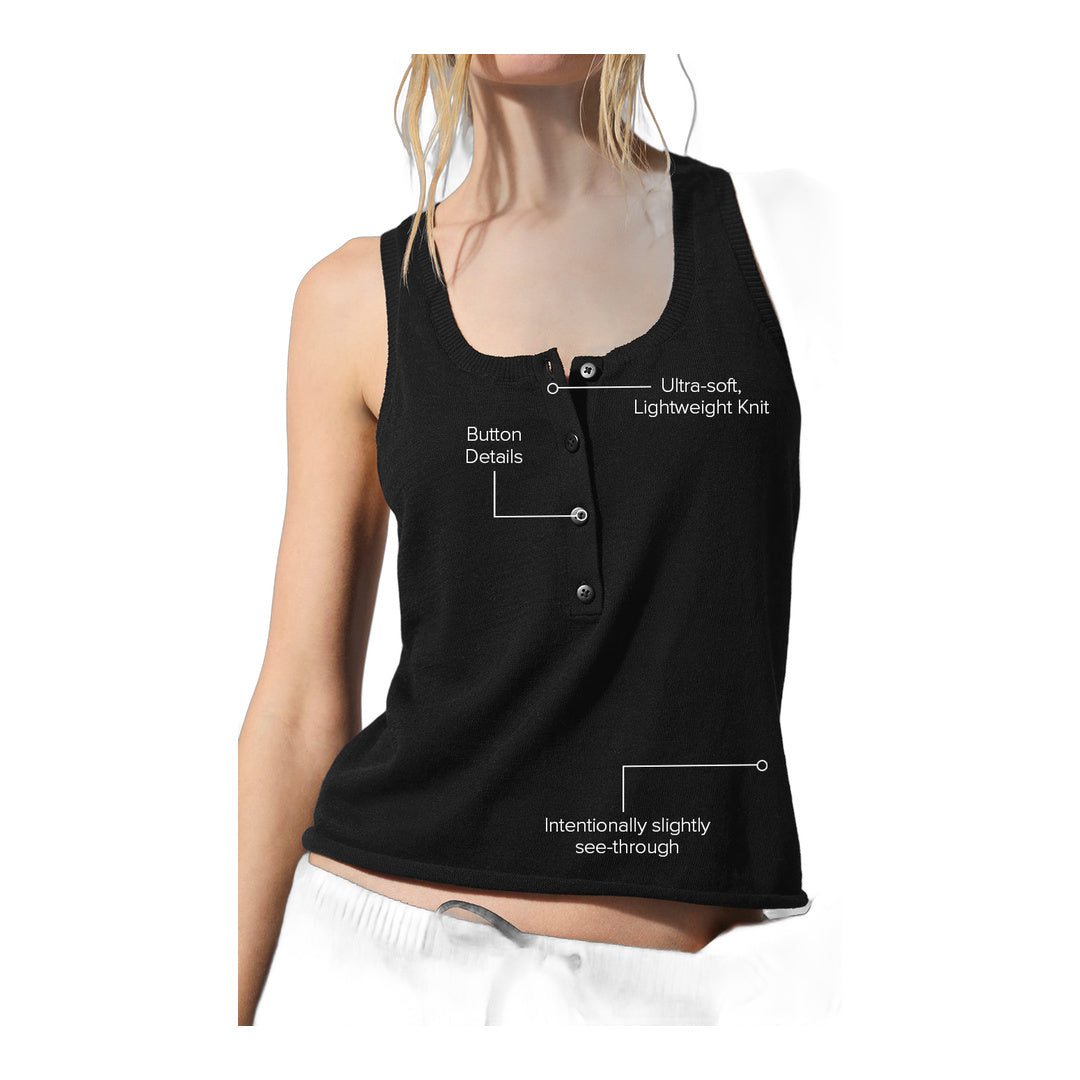 alo Supernatural Sweater Henley Tank - Black
