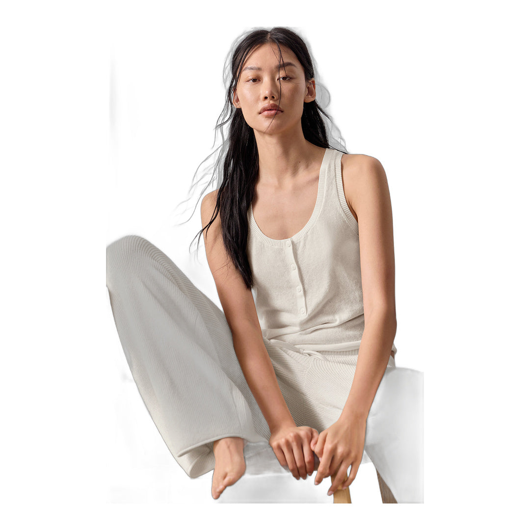 alo Supernatural Sweater Henley Tank - Ivory
