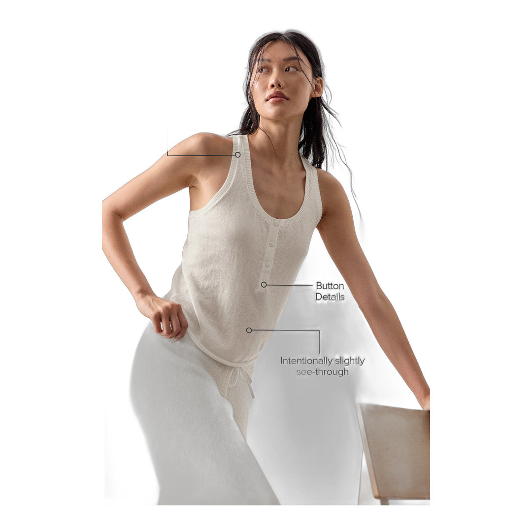 alo Supernatural Sweater Henley Tank - Ivory