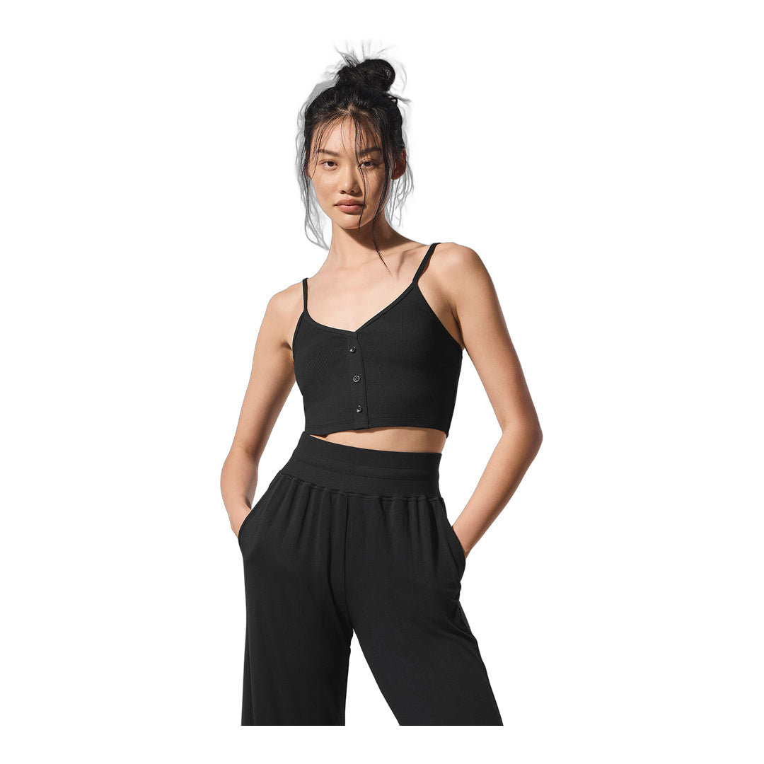 alo Ribbed Delicate Lounge Tank - Black